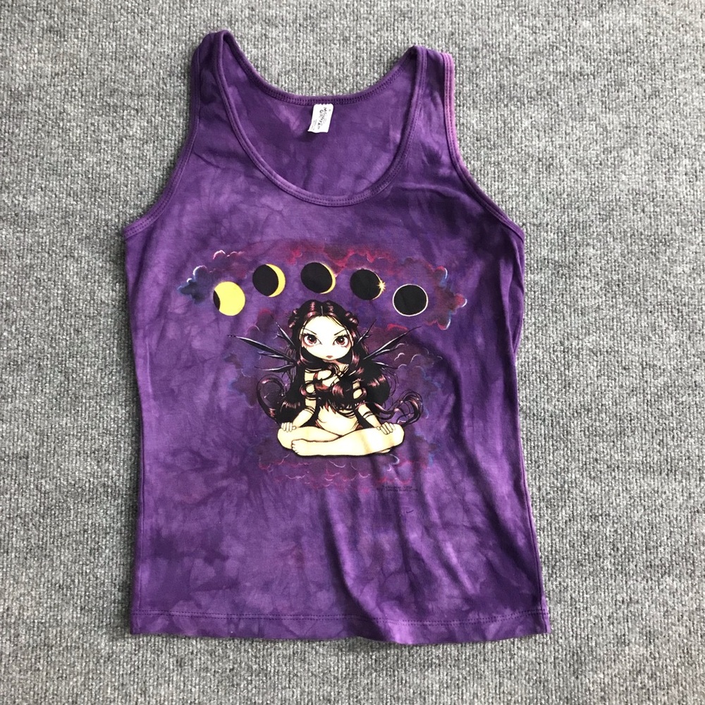 Fairy Moon Phase Eclipse Purple Tie Dye Anime Graphic Tank Grunge Y2K VTG